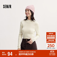 森馬（Semir）毛衣女冬季舒適緊身半高領(lǐng)正肩純色羊毛衫顯瘦打底衫101724107003