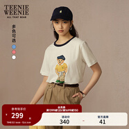Teenie Weenie【明星同款】小熊女裝T恤夏季新款情侶撞色印花短袖 象牙白 S