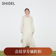 SNIDEL2025秋冬新品甜美鏤空鉤花蝴蝶結系帶針織連衣裙SWNO254312 象牙白 均碼 (F)