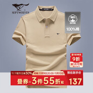 七匹狼短袖T恤男士T恤時(shí)尚中青年翻領(lǐng)商務(wù)休閑小狼標(biāo)刺繡Polo男裝