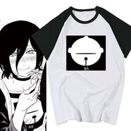 OLOEY電鋸人蕾塞同款黑白插肩長(cháng)袖短袖t恤二次元動(dòng)漫痛衣cosplay服裝 插件黑短袖01 XL