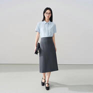 伯德小姐面試半身裙女秋職業(yè)公務(wù)工裝半裙正裝包臀長(cháng)裙a字灰色裙子