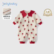 JELLYBABY【夾棉連體衣】冬款純棉女寶哈衣爬服連體服寶寶滿(mǎn)月服周歲服