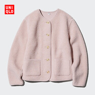 優(yōu)衣庫女裝仿羊羔絨搖粒絨圓領(lǐng)開(kāi)衫/外套472938 481025 472938/10水粉色 2XL