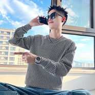 得韻得潤重磅格子衛衣男春秋潮牌T恤長(cháng)袖男裝上衣體恤2025新款秋裝外套 黑色 2XL  160-180