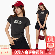 KAMA卡瑪短袖涼感冰皮抽褶辣妹緊身T恤夏季女百搭顯瘦上衣打底衫 深灰 M
