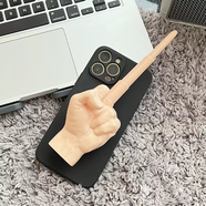 米聆歐美新款?lèi)焊阖Q中指手機殼三星S24Ultra個(gè)性創(chuàng  )意S23U可伸縮手指3D立體S22+稀奇古怪GalaxyNote20小 可收縮-中指平鋪黑殼 三星GalaxyS24