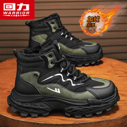 回力雪地靴男款冬季保暖棉鞋高幫皮毛一體厚底防滑黃靴 黑/軍綠 41