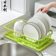 家の物語(yǔ)（KATEI STORY）日本進(jìn)口瀝水碗架廚房碗碟架瀝水架塑料瀝碗單層大容量放碗架家用 碗碟瀝水架+托盤(pán)