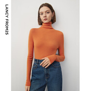 朗姿【朗姿羊毛Basic衣櫥】純羊毛法式毛針織衫冬季新款修身長(cháng)袖毛衣 胡蘿卜橙色 M