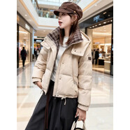漂靚吖吖小紅書(shū)爆款短款PU蛋白皮棉服女石墨烯云絨覆古格紋2025新款冬季小 米白色 M適合95至120斤左右 均碼