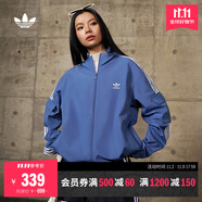 adidas經(jīng)典三條紋運(yùn)動(dòng)連帽夾克外套男女春季阿迪達(dá)斯三葉草 深藍(lán)   M
