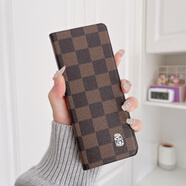 三星（SAMSUNG）蘋(píng)果【原裝品質(zhì)】三星fold3手機殼連體翻蓋手機套w22手機套折疊真 三星w22/fold3通用 格子紋棕色 連體翻蓋殼 三星其他型號