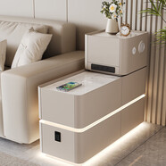 輕奢智能沙發(fā)邊柜客廳高級感邊幾新款實(shí)木側邊柜簡(jiǎn)約置物柜收納柜 巖板臺面+公牛插座+語(yǔ)音燈帶+USB+藍牙音響+密碼鎖 寬40*深80*高85-顏色和側邊抽屜方向備注