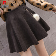 皮爾卡丹（pierre cardin）毛呢半身裙子女春秋2025新款時(shí)尚百褶裙百搭顯瘦高腰冬天a字短裙 深灰色 S
