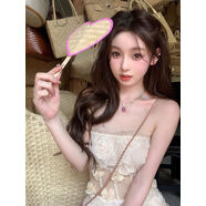 你的懶懶llan香草天空立體花朵兩色抹胸魚(yú)骨收腰連衣裙2024夏 米白色有搭配肩帶預售12-15天發(fā) XS XS