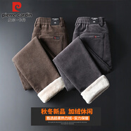 皮爾卡丹（pierre cardin）褲子男冬季加絨加厚羊羔絨商務(wù)休閑褲男士外穿燈芯絨衛褲 咖啡 32
