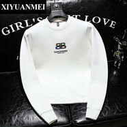 西原美歐洲站潮牌刺繡休閑衛衣男2025秋裝新款潮流圓領(lǐng)長(cháng)袖t恤男士外套 白色 L （建議115-135斤c