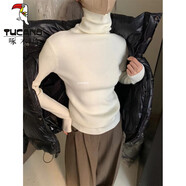 啄木鳥(niǎo)韓國高領(lǐng)軟蠟針織下裝襯衫在秋天和冬天的婦女與堆領(lǐng)毛衣修身看上 白色 S