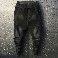 精神小伙哈倫牛仔褲社會(huì )青年修身小腳褲韓版束口鉛筆褲春季長(cháng)褲男 深色109 40 2880-95斤