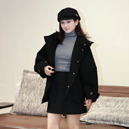 丹德蘭（Dandelan）定制面料 短款外套女2025冬季保暖小個(gè)子時(shí)尚百搭顯瘦氣質(zhì)上衣 黑色 S