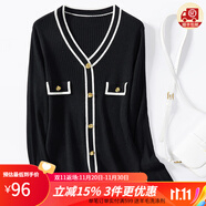 金菊特價(jià)巴恩風(fēng)【綿羊毛小香風(fēng)】女t恤高級感時(shí)尚毛衣女羊毛衫針織衫 黑色 L