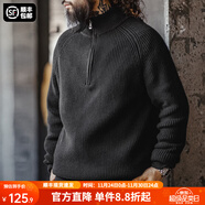 馬登工裝美式半拉鏈立領(lǐng)毛衣男秋季半高領(lǐng)豎線(xiàn)肌理百搭彈力男士針織衫 炭黑色 【寬松偏大/黑色毛衣/男士毛衣冬季】 M (170)