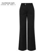 哥弟（GIRDEAR）秋冬新款質(zhì)感百搭長(cháng)褲通勤磨毛保暖植絨直筒褲110019 黑色 M （3碼）