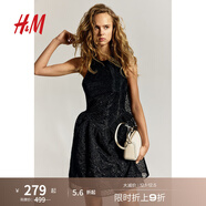 H&M女裝掛脖連衣裙2025秋季新款時(shí)尚法式刺繡無(wú)袖連身裙1282075 黑色 M 165/96