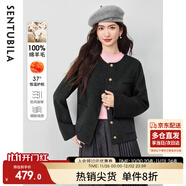 尚都比拉冬季100%羊毛雙面呢百搭圓領(lǐng)小個(gè)子短款毛呢外套 炭灰色 XL 