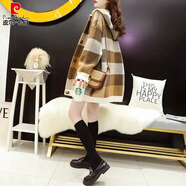 皮爾卡丹（pierre cardin）歐洲站毛衣開(kāi)衫女2025秋冬韓版新款慵懶風(fēng)寬松中長(cháng)款格子針織外套 卡其色 M 【100斤以?xún)取?
                                         title=