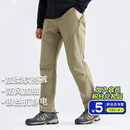 拓路者藏狼戶(hù)外登山褲男防風(fēng)加絨保暖直筒軟殼休閑褲男士長(cháng)褲子冬季中年 卡其 XL