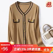 金菊特價(jià)巴恩風(fēng)【綿羊毛小香風(fēng)】女t恤高級感時(shí)尚毛衣女羊毛衫針織衫 駝色 L