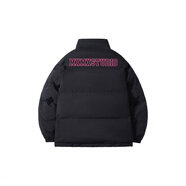 M&EM&X MEDX品牌字母Logo印花立領(lǐng)休閑寬松美式基礎加厚棉服男女同款 黑色(粉標) L