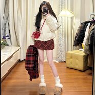 小紅書(shū)爆款紅色格子半身裙女春秋夏2025新款高腰a字包臀裙小個(gè)子 新大紅色格 S適合體重[80-95斤] 均碼