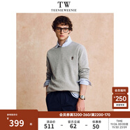 Teenie Weenie小熊男裝針織衫秋冬休閑圓領(lǐng)針織衫毛衣情侶同款 淺灰色 2XL (185)