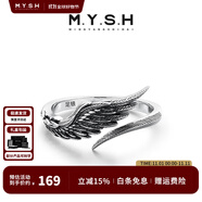 銘揚飾海 999足銀天使之翼戒指男女潮流羽毛翅膀開口戒指環(huán) 單戒/情侶對戒 復古銀款 美度9#(適合港度19-21號)