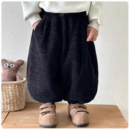 男童加絨褲子寶寶燈籠褲2025秋冬季新款兒童哈倫褲韓版寬松童裝潮 黑色 一體絨燈籠褲 90