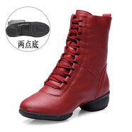 美德美2023新款廣場(chǎng)舞靴女軟底舞蹈靴夏季長(zhǎng)筒爵士馬丁靴舞蹈鞋高筒網(wǎng)靴 紅色單款 35 35