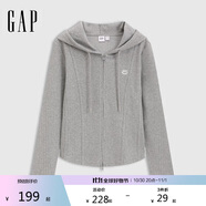 蓋璞女裝2025春季新款logo彈力羅紋拉鏈連帽長袖T恤常規(guī)上衣729465