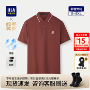 海瀾之家（HLA）短袖polo衫男裝25春夏季新款蛇年賀歲系列繡花上衣服男士POLO衫 磚紅41 XL /180推薦75~82kg