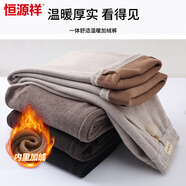 恒源祥加絨加厚媽媽冬季長(cháng)褲子寬松顯瘦中老年女裝洋氣毛呢松緊直筒褲