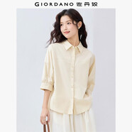 佐丹奴知識分子風(fēng)襯衫女純棉府綢破骨連肩中袖襯衣女05345463