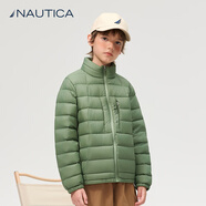 NAUTICA諾帝卡童裝男童女童羽絨服秋冬季兒童外套輕薄款大童鵝絨輕量超薄 軍綠 160