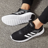 阿迪達斯（adidas）跑步鞋男鞋2025秋冬季新款緩震網(wǎng)面透氣休閑鞋輕便運動(dòng)鞋 黑色白色F36331 40.5