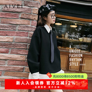 AIVEI欣賀艾薇秋冬商場(chǎng)同款學(xué)院千金風(fēng)衛衣連衣裙P756502A 黑色 M