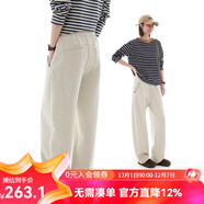 雲上生活【解構休閑褲】云朵空氣層彎刀褲寬松簡(jiǎn)約直筒褲女2025秋K0210 淺沙色 M （建議85-105斤左右）