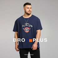 胖哥哥潮牌日韓時(shí)尚大碼男裝復古印花加肥加大短袖T恤男士寬松 藏青天使美國隊長(cháng)短袖 2XL （170-190斤）