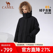 駱駝（CAMEL）戶(hù)外極寒派克工裝毛領(lǐng)情侶款羽絨服保暖加厚中長(cháng)款外套