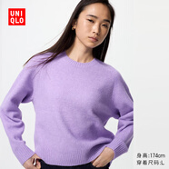 優(yōu)衣庫女裝舒芙蕾圓領(lǐng)針織衫/毛衣毛衫25新款479157 72 藍紫色 XS